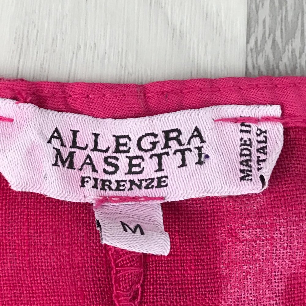 ALLEGRA MASETTI 100% LINEN MAXI DRESS PINK BATIK SLEEVELESS PULLOVER - Picture 3 of 8